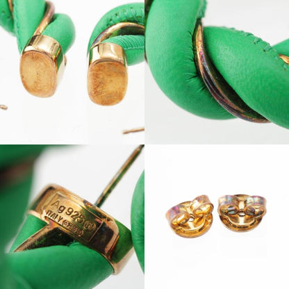 Bottega Veneta Leather Twisted Hoop Earrings Accessories Ag925 Gold And Green