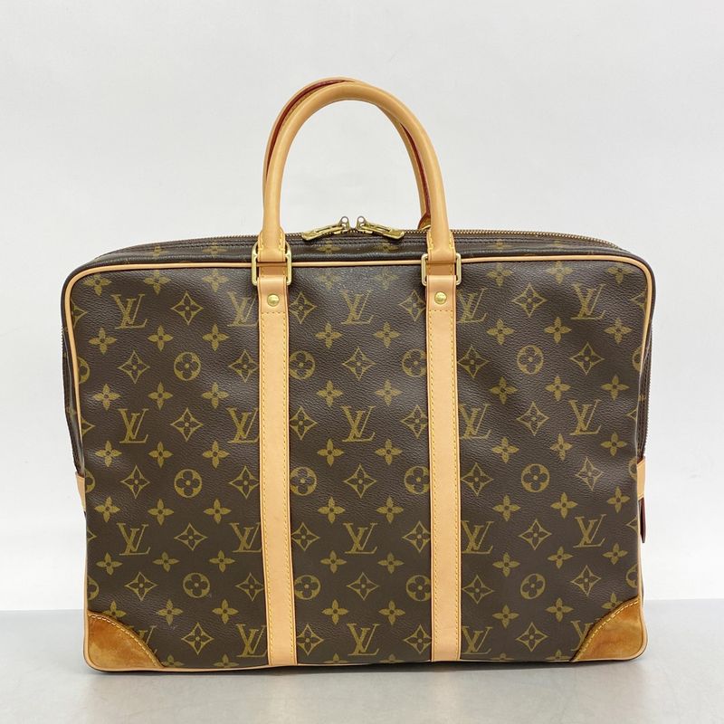Louis Vuitton Briefcase Monogram Porte Documents Voyage M53361 Brown Men's