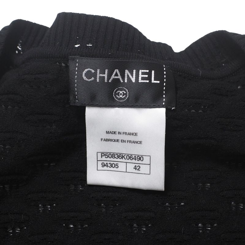 Chanel Dress Size 42 14P Knit Dress CC Logo Coco Mark Button Made In France