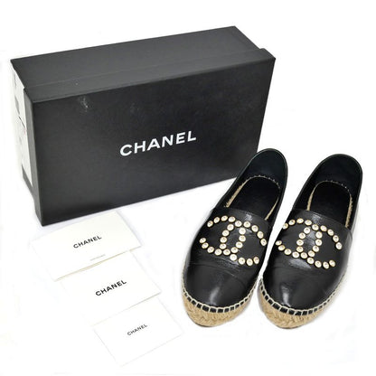 Chanel Espadrilles G35602 Coco Mark Bijoux Black Patent Leather 20C 37