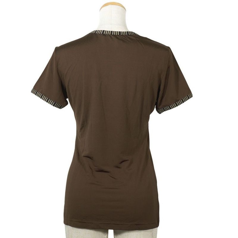 Fendi Logo Pie Pink Rayon Brown Women's Short Sleeved T-shirt