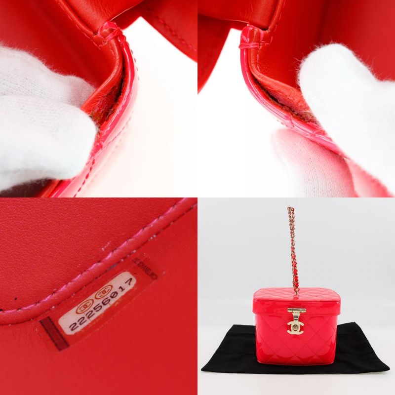 Chanel Vanity Matelasse Party Bag X Patent Leather Pink Ladies Handbag