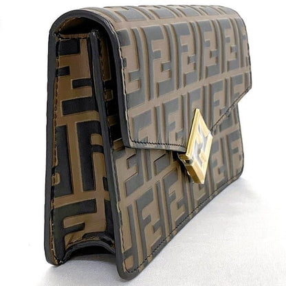 Fendi 2way Chain Shoulder Bag Brown FF Diamond