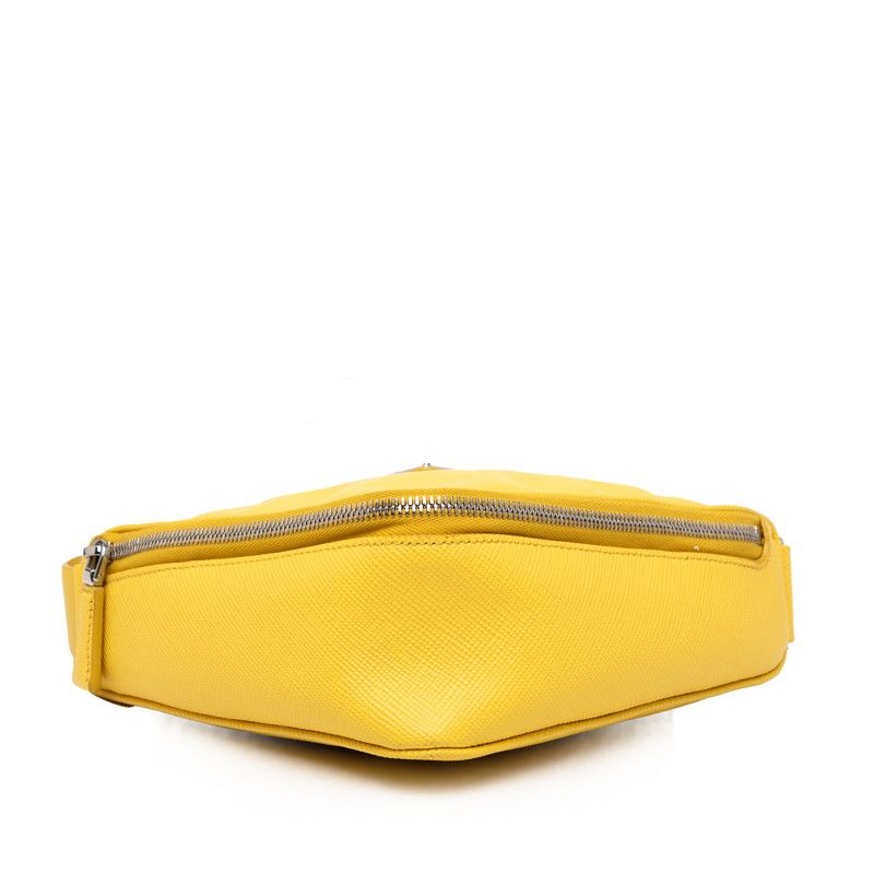 Prada Triangle Logo Plate Triangle Yellow Leather Saffiano Leather Women Prada