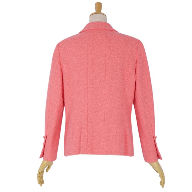 Vintage Chanel Jacket 96C Double Breasted Wool Tweed Coco Mark Button Outerwear