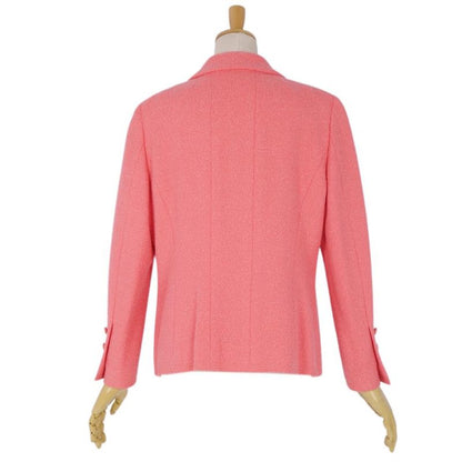 Vintage Chanel Jacket 96C Double Breasted Wool Tweed Coco Mark Button Outerwear