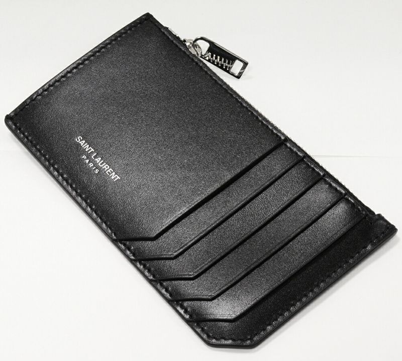 Saint Laurent Paris Coin Case With Card Case Fragment Case Calf Black 609362