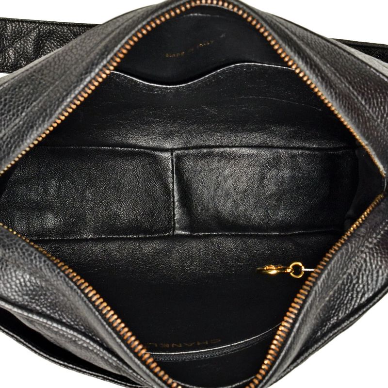 Chanel Coco Mark Matelasse Chain Shoulder Bag Caviar Skin Black Gold Hardware