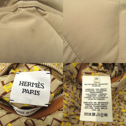Hermes Reversible Long Down Jacket With Belt Leather Patch H Logo Allover Serie