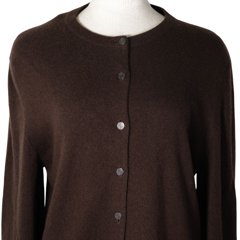 Hermes Serie Button Cashmere Brown Women's Cardigan