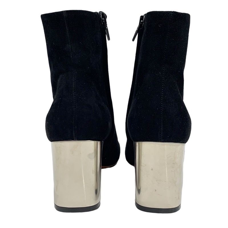 Unused Celine Boots Short Boots Shoes Bang Metal Heel Suede Black Silver