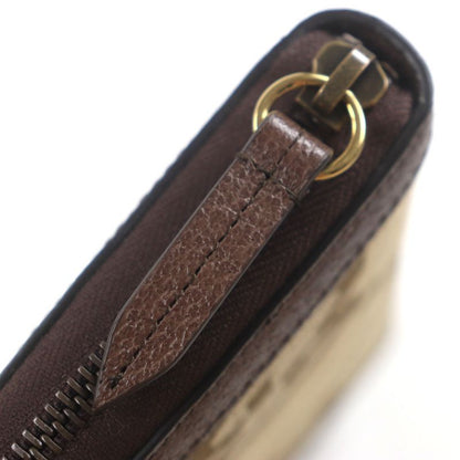 Gucci 658634 Bamboo Jumbo GG Canvas Leather Round Zipper Long Wallet Long