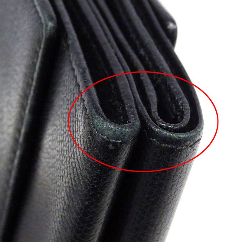 Chanel Wallet Women's Brand Bifold Wallet Coco Button Leather Black None Place