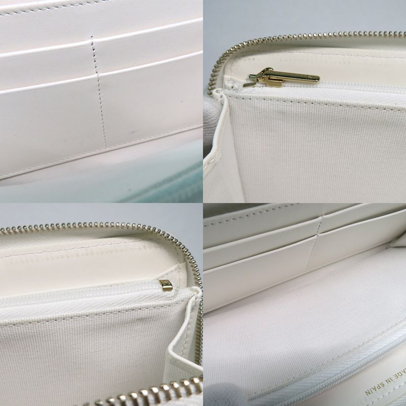 Chanel Long Zip Wallet Ap3337 Matelasse Caviar Skin White Gdhardware