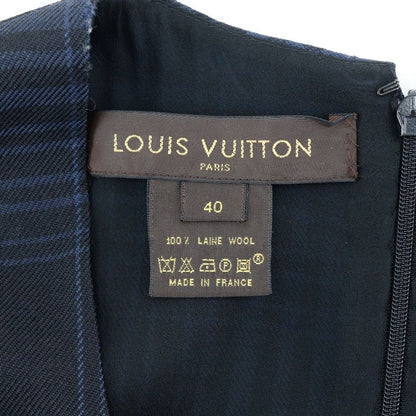 Louis Vuitton Dress Checked Wool Navy Women's Dress