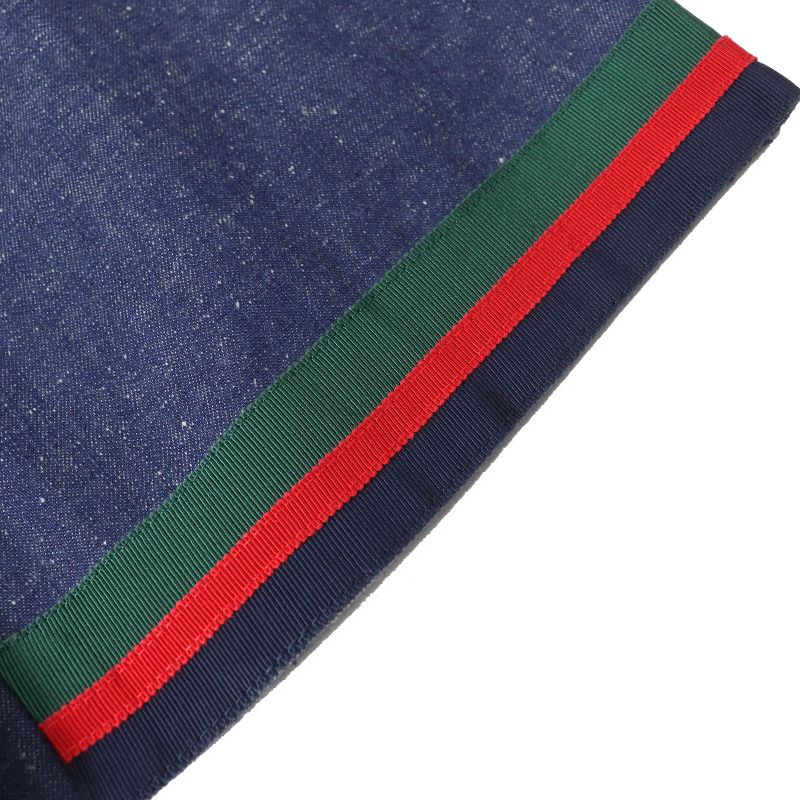 Gucci 521009) 100% Cotton Webline GG Logo Button Rabbit Embroidered Denim