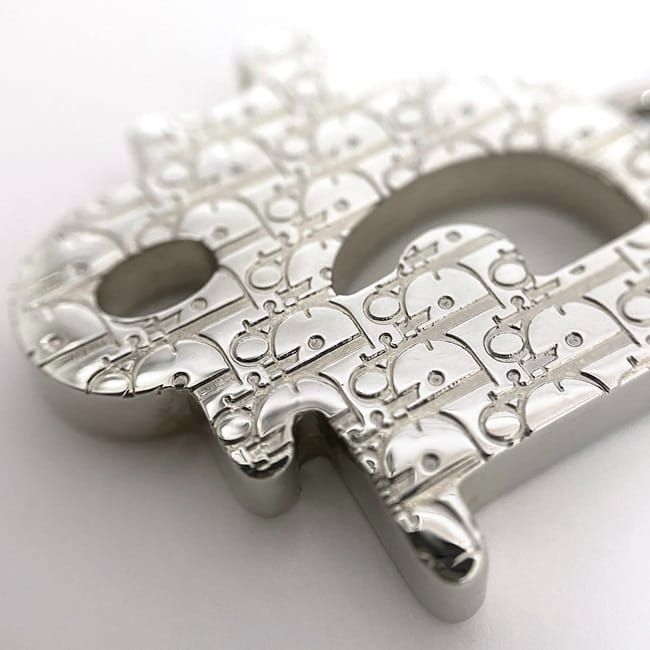 Christian Dior Long Necklace Silver Light Blue