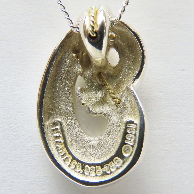 Tiffany & Co Necklace Twisted Knot Rope Silver 925 18K Yellow Gold Approx 3.8g