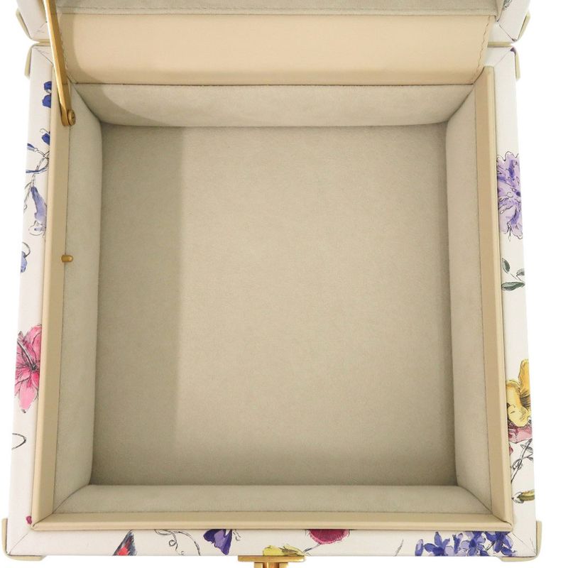 Christian Dior Flower Floral Trunk Leather White Small Bag 1360 Christian Dior