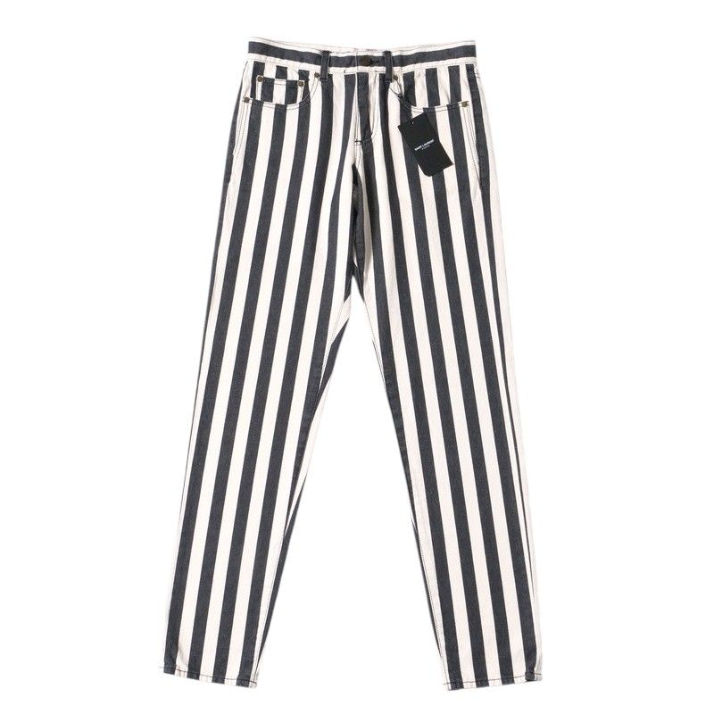 Saint Laurent Paris Denim Pants Size 25 (155 60Y) Striped Skinny