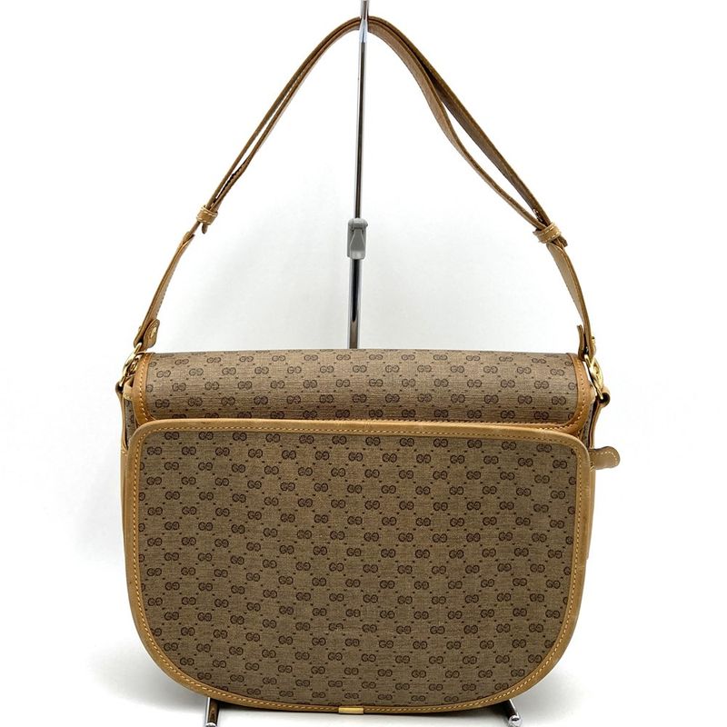 Gucci Old Gucci 001 4798 Shoulder Bag Vintage Brown Pvc/gg Supreme Canvas Micro