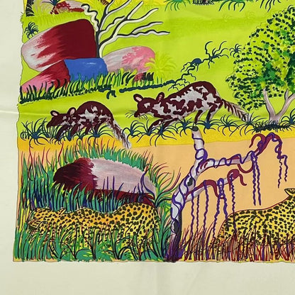 Hermes Carre 90 Nuba Mountain Nuba Mountain Scarf 100% Silk White