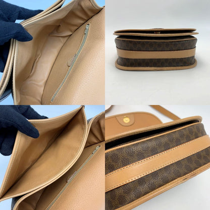 Celine Macadam M14 Brown Shoulder Bag Ladies Gold Hardware