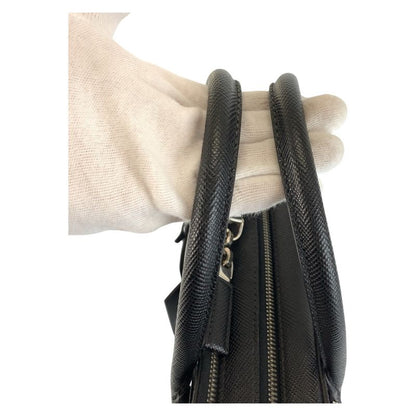 Prada Saffiano Black Silver Hardware Leather Business Bag Briefcase Men 505510