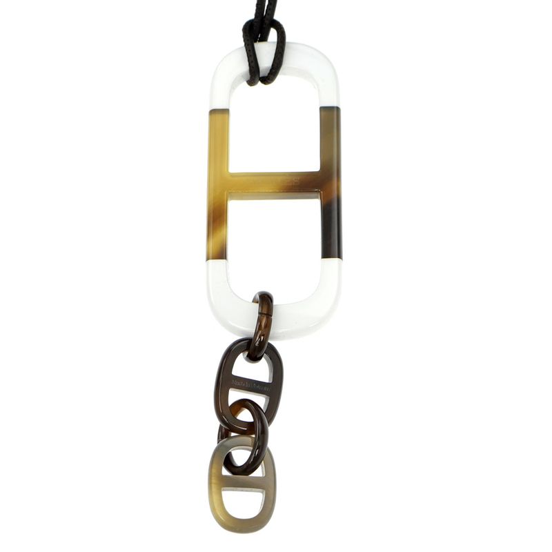 Hermes Necklace Amar Buffalo Horn White Brown Pendant Accessories-