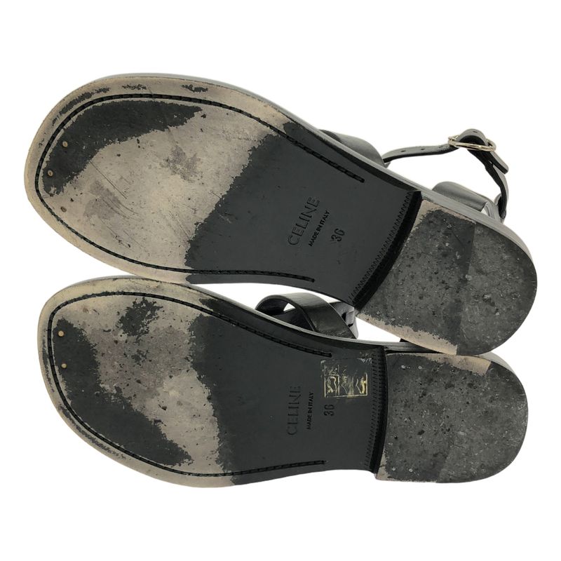 Celine - Ankle Strap Flat Sandals - 36 - Black - Women's