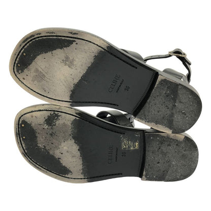 Celine - Ankle Strap Flat Sandals - 36 - Black - Women's