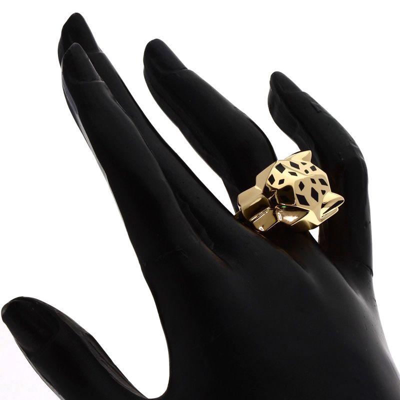 Cartier Panthère De Cartier Lacquer Tsavorite #56 Ring 18K Yellow Gold Ladies