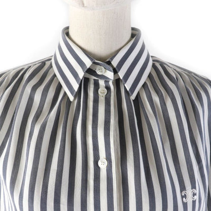 Celine 2c703637p Silk-blend Triomphe Embroidered Stripe Pullover Shirt Long