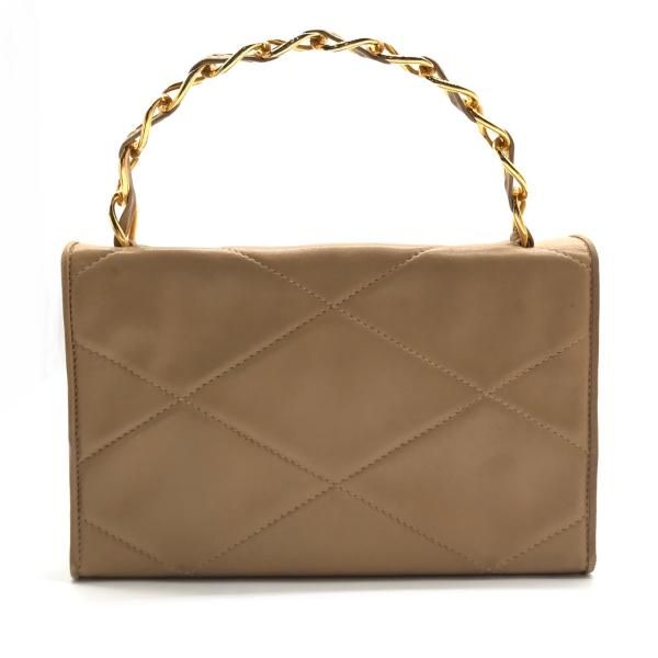Chanel Quilted Chain Hand Bag Beige