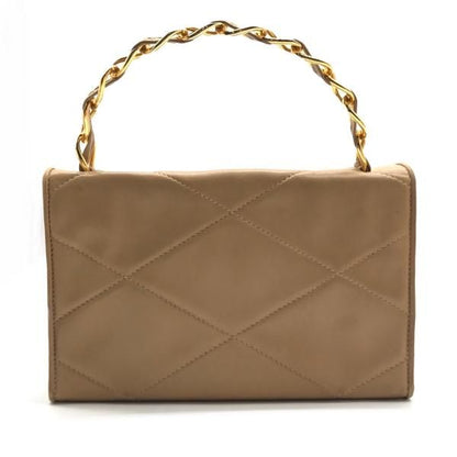 Chanel Quilted Chain Hand Bag Beige