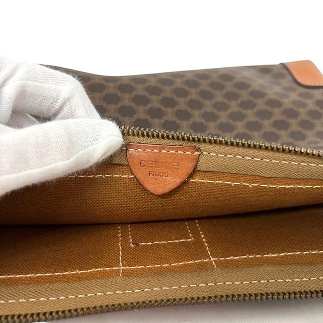 Celine Second Bag Brown Macadam Clutch Bag PVC Leather