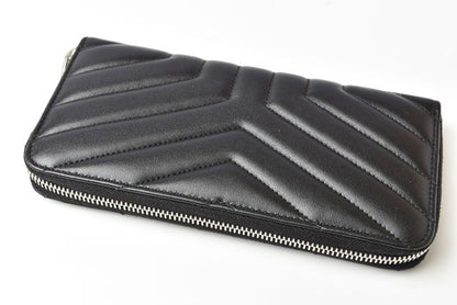 Unused Saint Laurent Paris Long Wallet Leather Black 504952