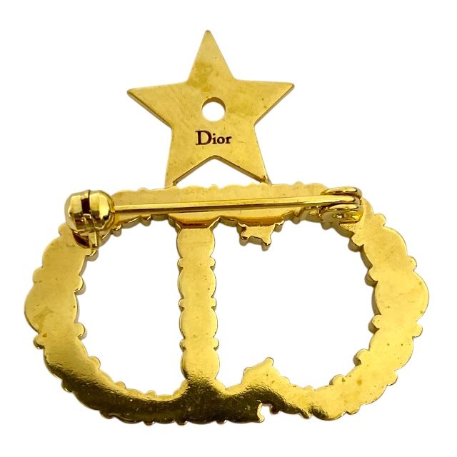 Dior Clair D Lune Brooch Pin Brooch Star CD Logo Accessories Rhinestone Gold