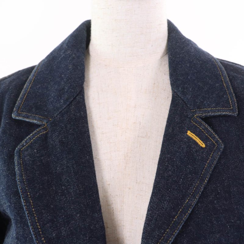 CHANEL Vintage 100% Cotton Denim Jacket Indigo Women's Approx Size M Equivalent