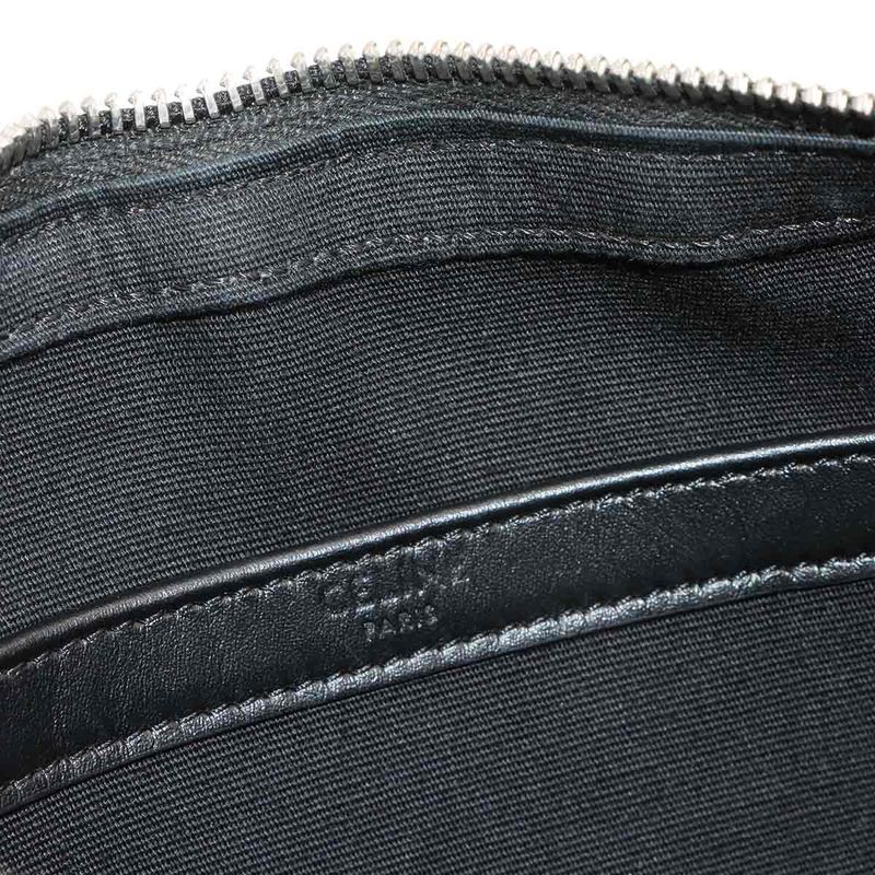 Celine Triomphe Medium Messenger Shoulder Bag PVC Leather Black Brown 197202dnd