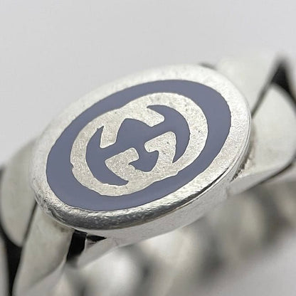 Gucci Ring Silver Purple Interlocking