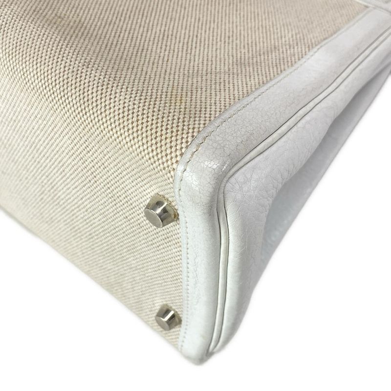 Hermes Handbag Kelly 32 White And Ivory Internal Stitching/silver Hardware