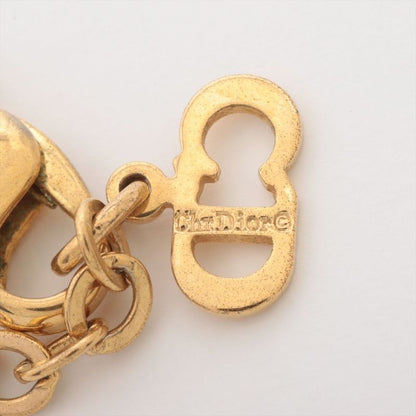 Christian DIOR Logo Necklace GP With Rhinestones Gold