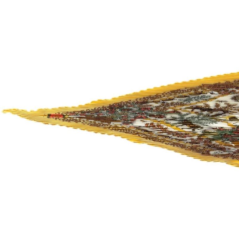 Hermes Silk Scarf Carré 90 Pleated Decoupages Yellow White Decoupages Hermes