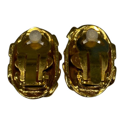 Chanel ⑤ 94A Oval Shape Coco Mark Earrings Ladies Gold