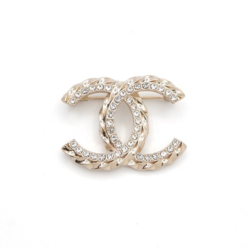 Chanel Brooch Corsage Gold Here Mark Rhinestone