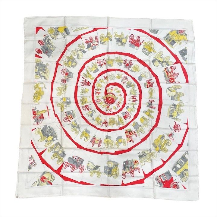 Hermes Carre 90 Large Scarf Shawl Silk Soie White