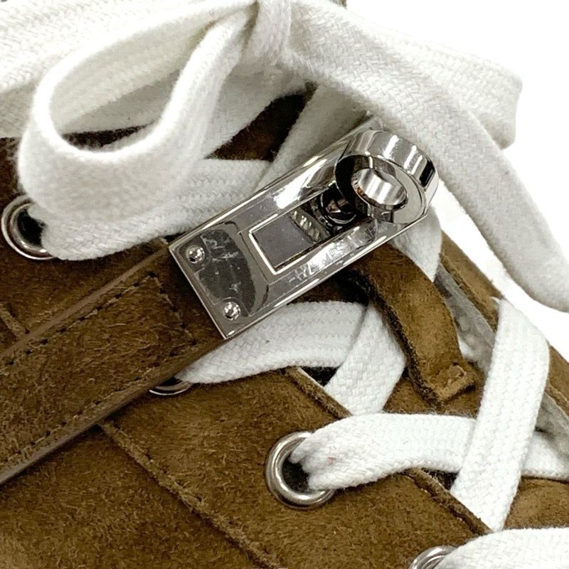 Hermes Daydream Sneakers Shoes Suede Shearling Brown Silver High Cut Sneakers