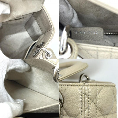 DIOR Handbag Lady Dior Cannage Leather Beige