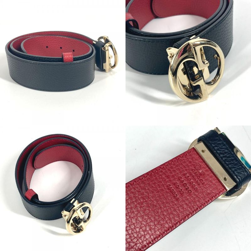 Gucci Belt Double G Logo Buckle 450000 Leather Red